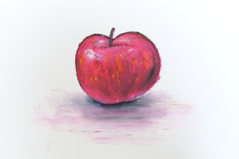 クレパスで描いたリンゴの絵｜絵画教室ロク